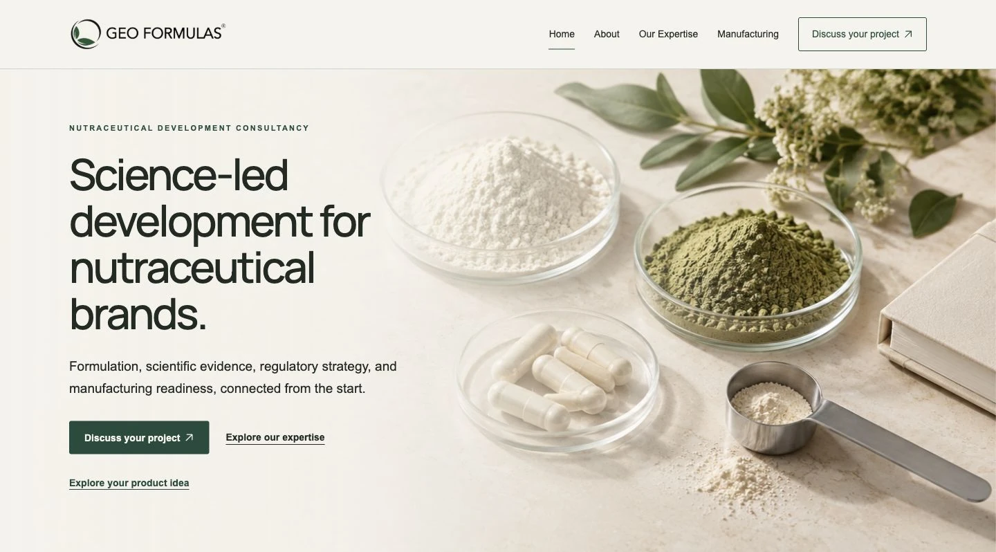 Geo Formulas website homepage