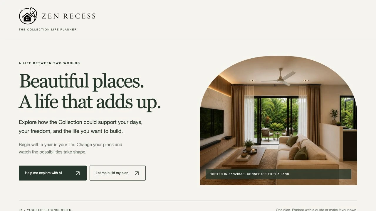Zen Recess Collection Life Planner with garden residence imagery